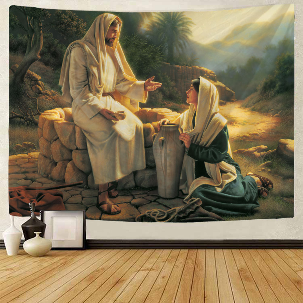 Linum Home Textiles - Jesus illustration art tapestry wall hanging