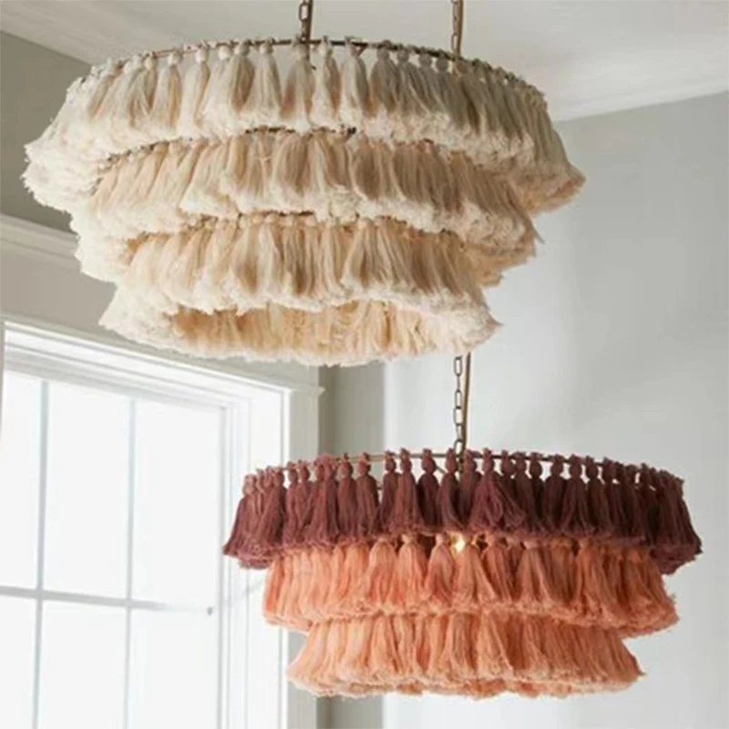 Home Art Textiles - Modern Cotton Tassel Bohemian Chandelier Dining