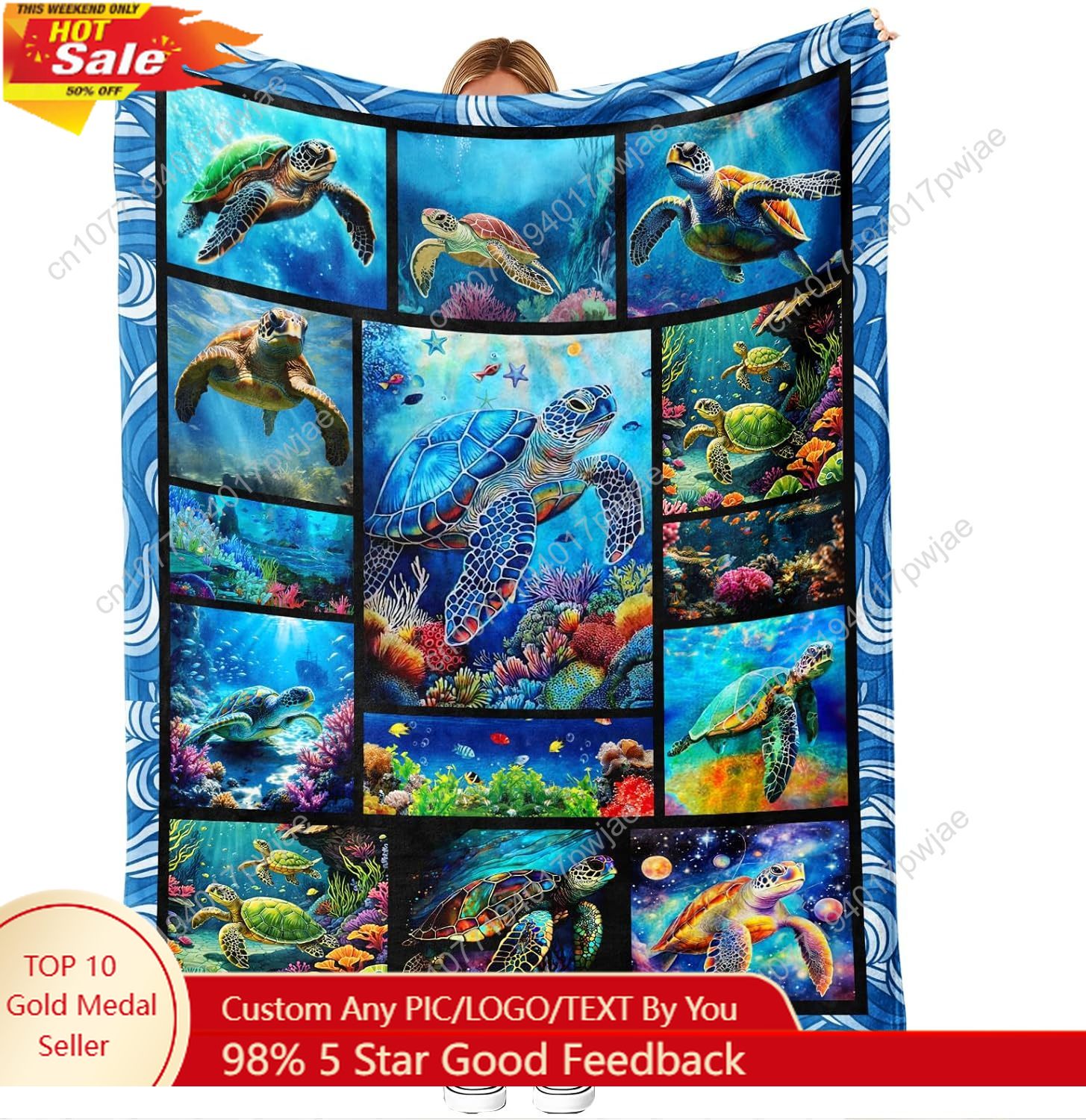 Sea Turtle Flannel Throw Blank - Home Art Textiles recensione e prezzo