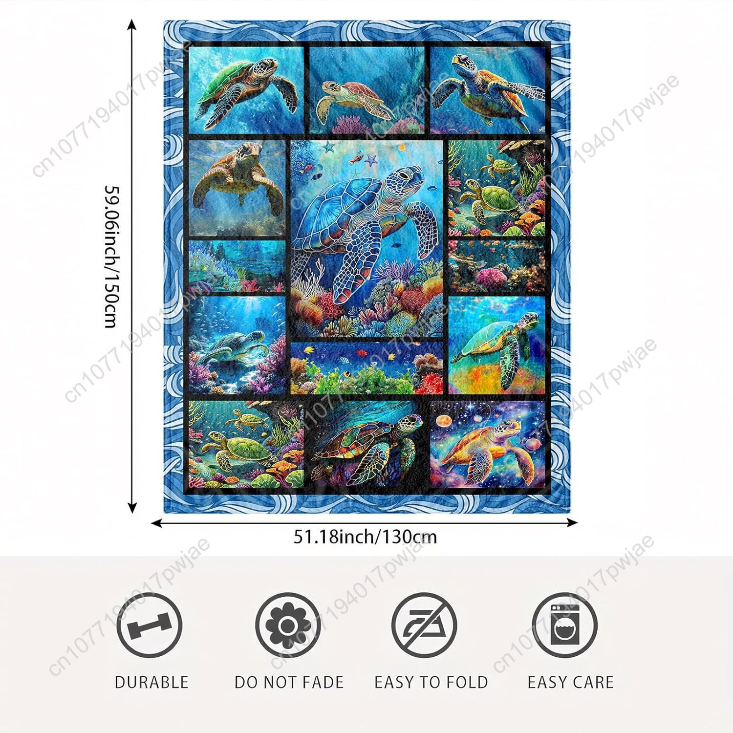 Sea Turtle Flannel Throw Blank - Home Art Textiles recensione e prezzo
