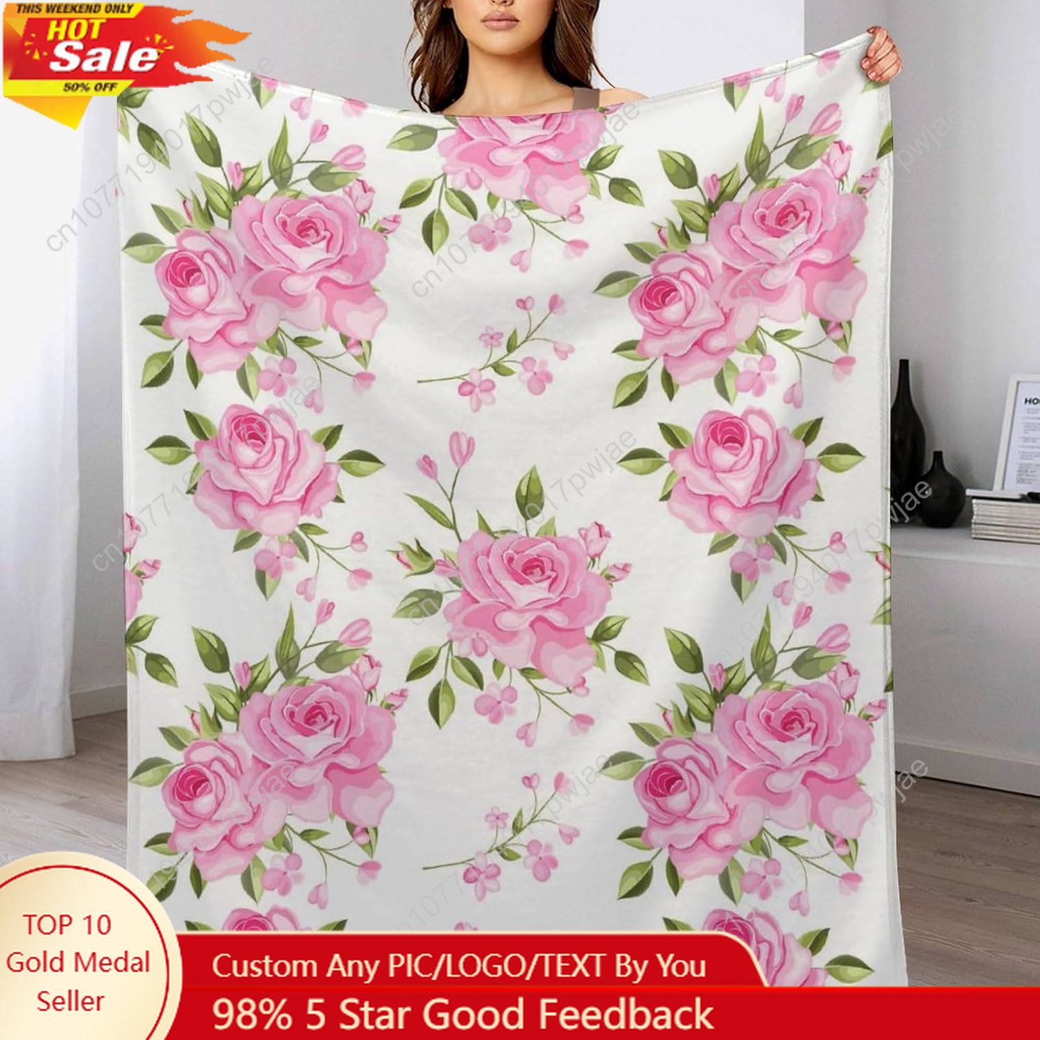 Pink Flower Throw Blanket Flor - Home Textiles & Decorations recensione e prezzo
