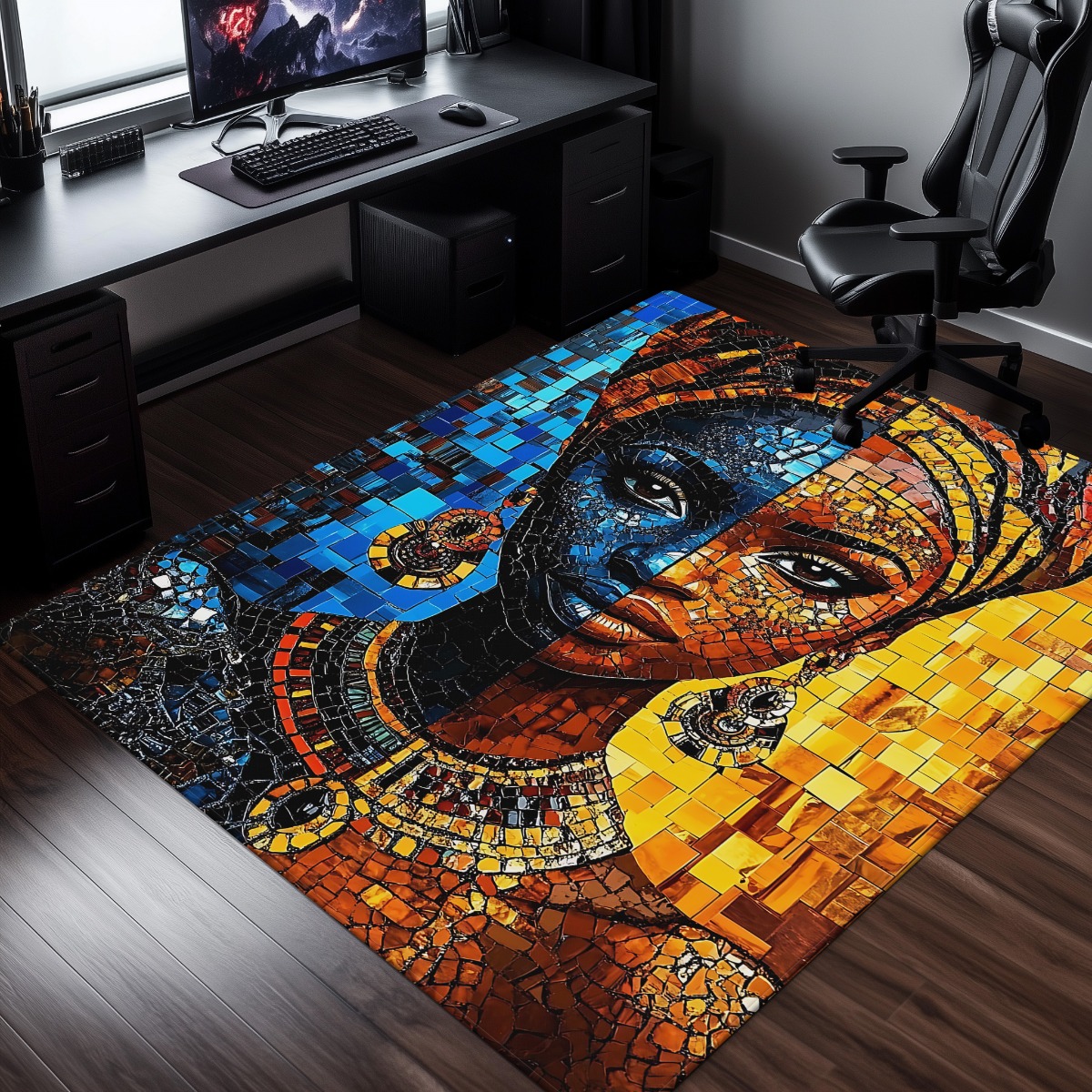 African mosaic woman art rug e - Home Art Textiles recensione e prezzo