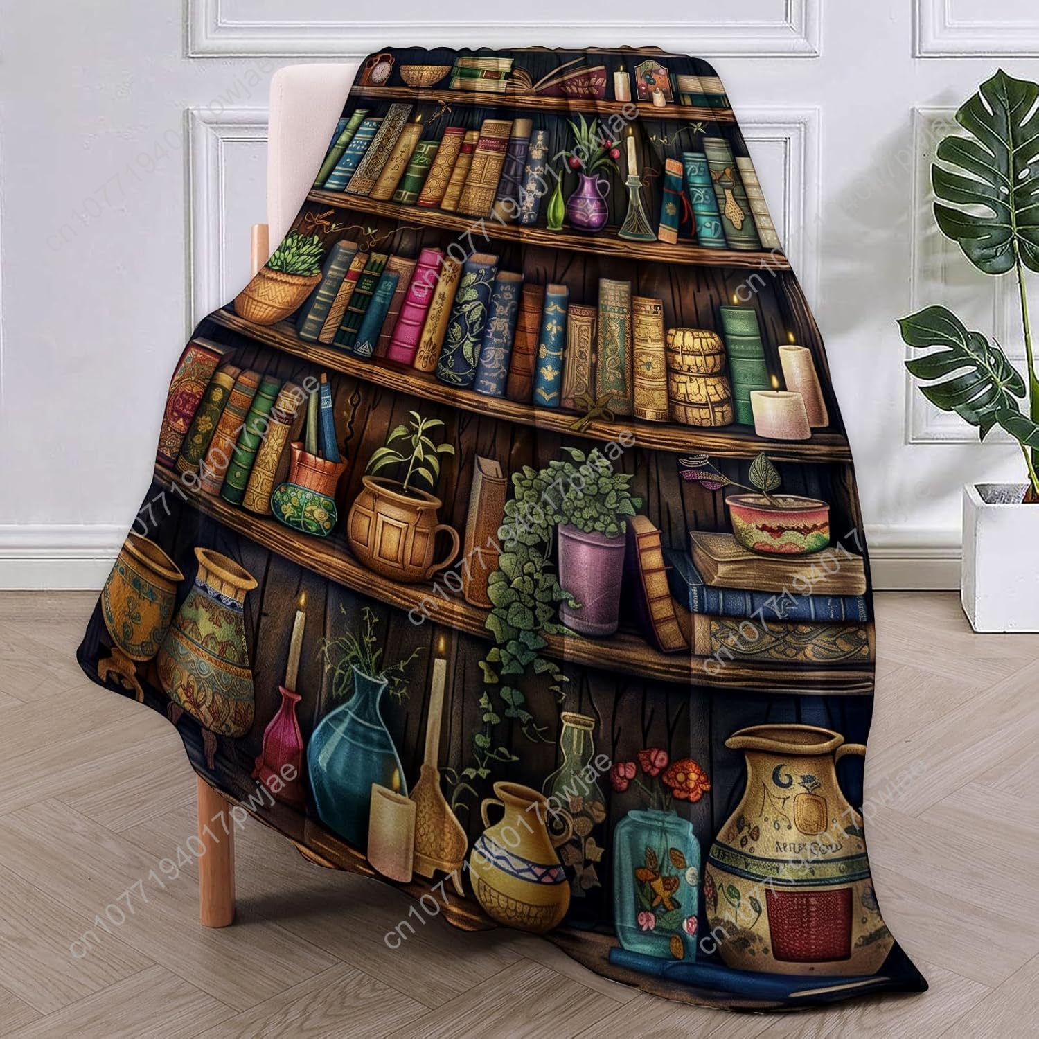 Vintage Bookshelf Blanket Read - Home Textiles & Decorations recensione e prezzo