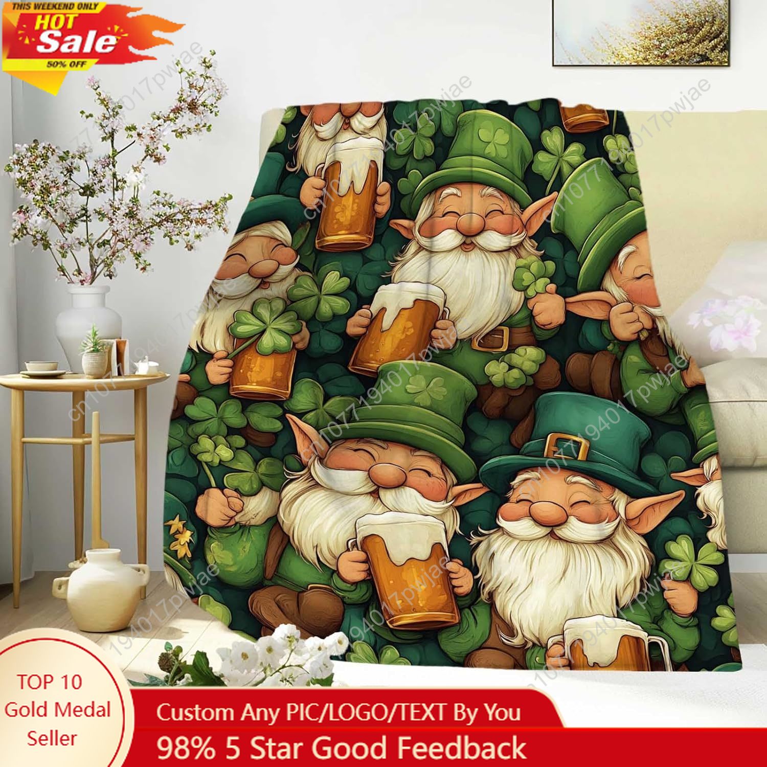 St. Patrick’s Day Gnome Throw  - Home And Textiles Today recensione e prezzo