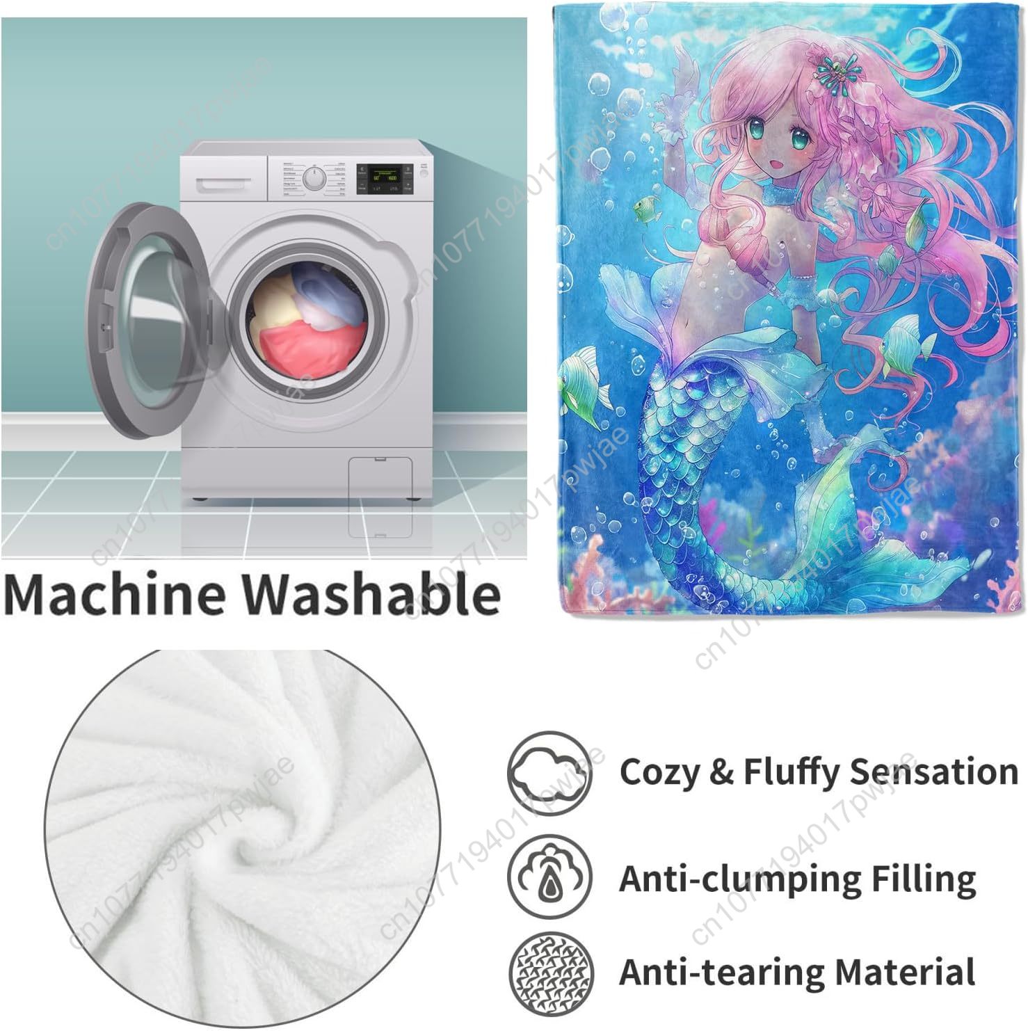 Cute Mermaid Blanket Cartoon F - Home Textiles & Decorations recensione e prezzo