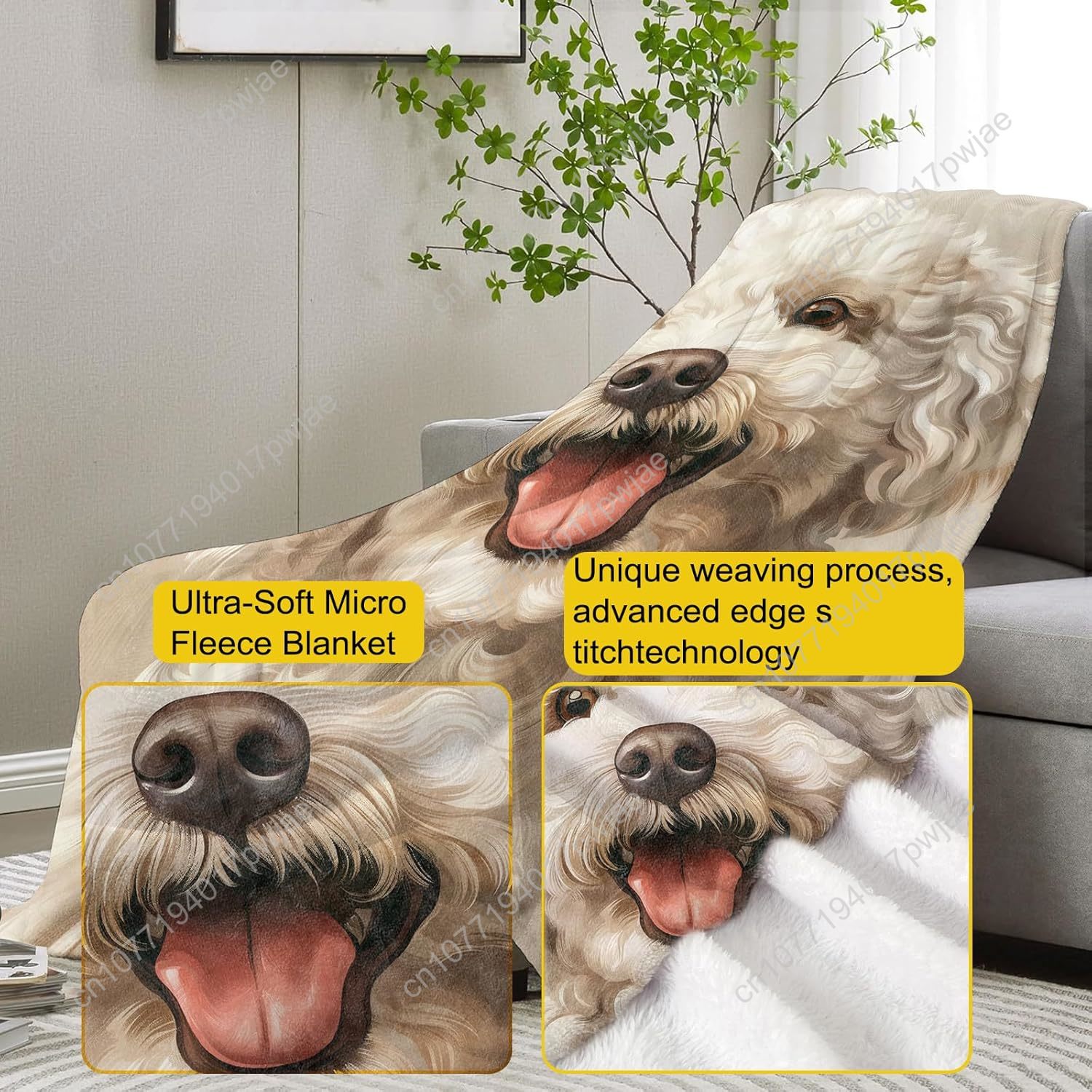 Joyful Poodle Portrait Blanket - Home Textiles & Decorations recensione e prezzo
