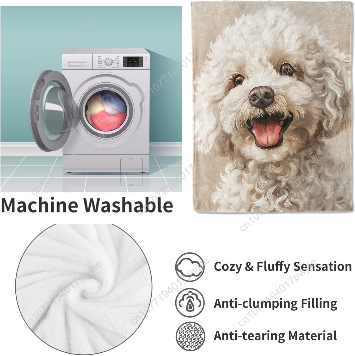 Joyful Poodle Portrait Blanket - Home Textiles & Decorations recensione e prezzo