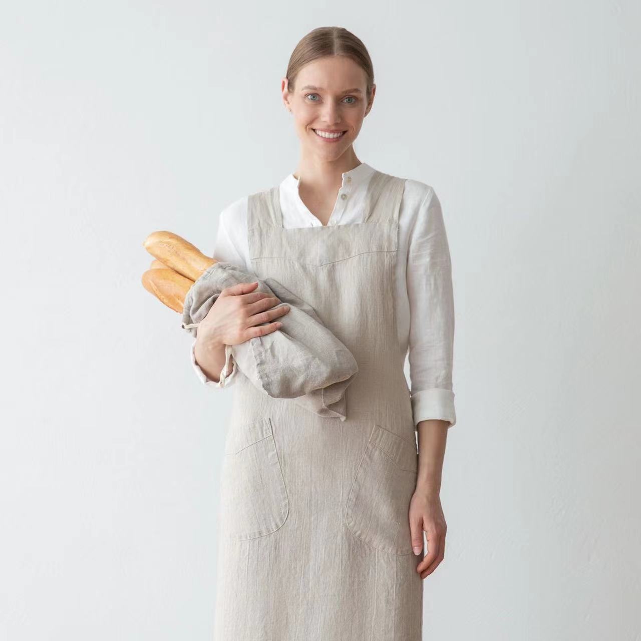 Long Cotton and Linen Apron La - Linum Home Textiles recensione e prezzo